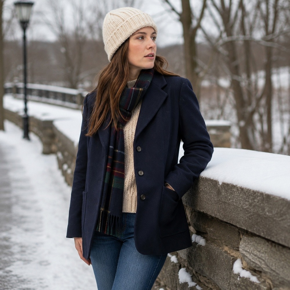 Vintage L.L. Bean Wool Coat Thinsulate Insulated Blazer Style Navy Women's 12 R